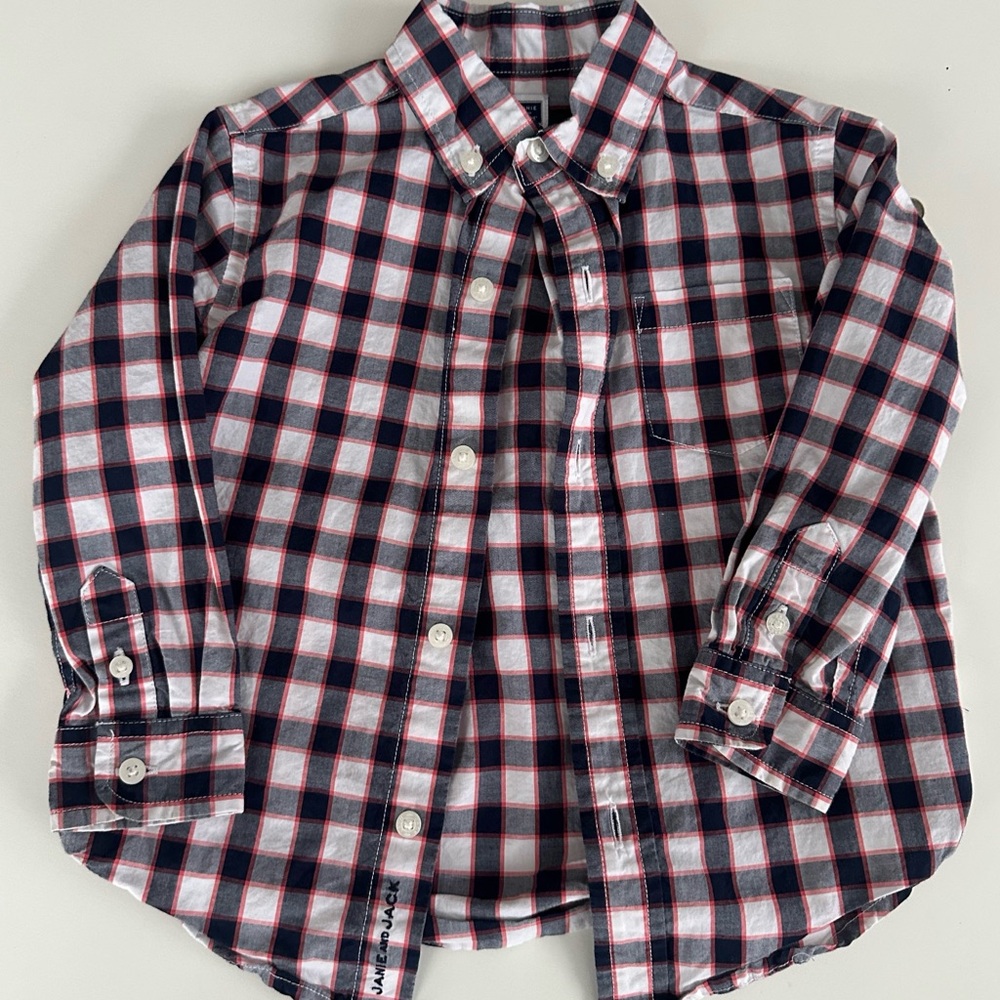Janie and Jack Black and Orange Button Down Shirt